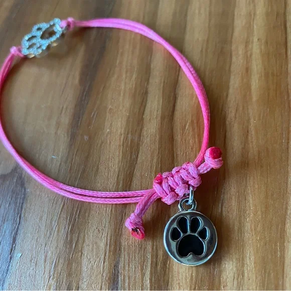 Pink bracelet ajustable Paw charm - Picture 3 of 4